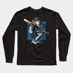 Artwork Illustration Mighty Knight With Golden Sword Long Sleeve T-Shirt
